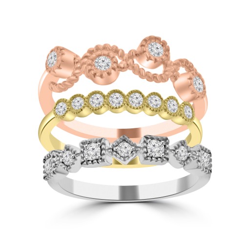 0.63 ct Ladies 3 Piece Round Cut Diamond Wedding Band Ring in 14k White/Yellow/Rose Gold