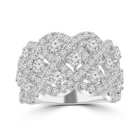 2.52 ct Ladies Micro Pave Set Round Cut Diamond Anniversary Band in 14k White Gold  (H-I Color SI-2 I1 Clarity)
