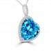 8.83 ct Heart Shaped Blue Topaz Pendant Necklace (G-H Color SI-2 I-1 Clarity) in 14 kt White Gold