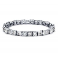 6.50 ct Ladies Baguette and Round Cut Diamond Tennis Bracelet In Channel and Prong Setting
