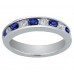 1.00 Ct Round Cut Diamond And Blue Sapphire Wedding Band Ring