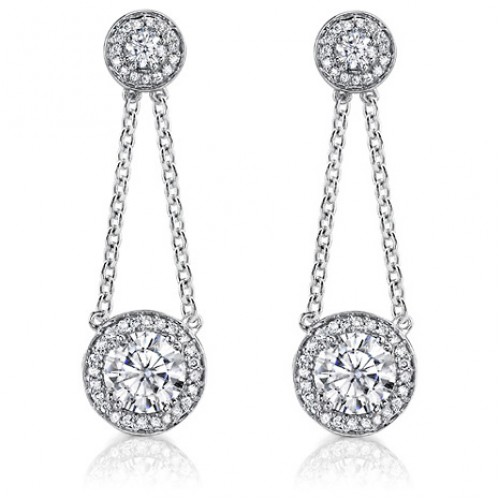 2.50 ct Ladies Round Cut Diamond Drop Earrings