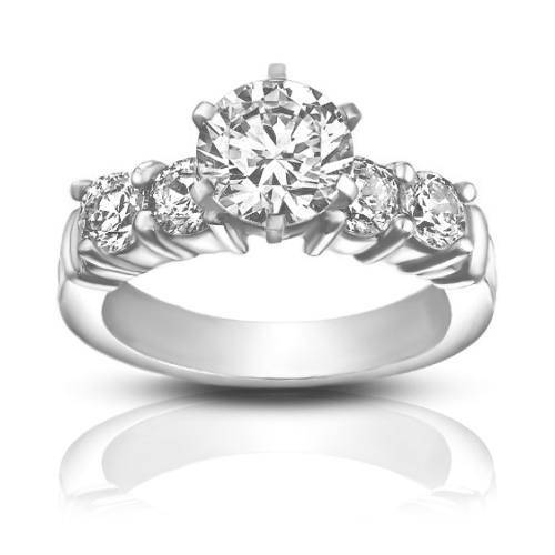 1.70 ct Women's Round Cut Diamond Engagement Accented Ring