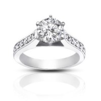 1.25 ct  Ladies Round Cut Diamond Engagement Accented Ring