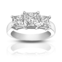 1.95 ct Ladies Three Stone Princess Cut Diamond Engagement Ring