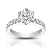 1.45 Ct Round Cut Diamond Engagement Ring With Accented Diamonds