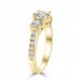 1.97 ct Ladies Three Stone Round Cut Diamond Engagement Ring in 14 kt Yellow Gold