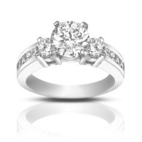 1.25 ct  Ladies Round Cut Diamond Engagement Accented Ring in White Gold