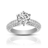 1.72 ct Pave Set Round Cut Diamond Engagement Ring