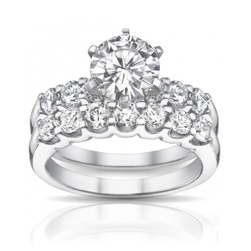 2.05 ct Round Diamond Engagement Ring With Wedding Band