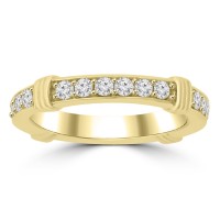 0.75 ct Ladies Round Cut Diamond Eternity Wedding Band Ring Yellow Gold