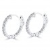 1.25 ct Ladies Round Cut Diamond Hoop Huggie Earrings In 14 Kt White Gold
