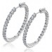 2.50 Ct Ladies Round Cut Diamond Inside Outside Hoop Earrings 