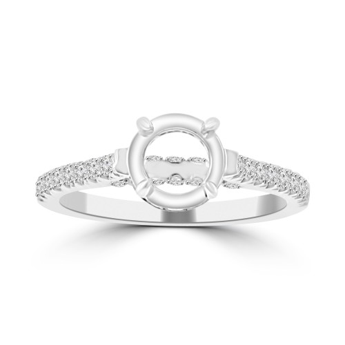 0.50 Ct Ladies Round Cut Diamond Semi Mounting Engagement Ring in 14k White Gold
