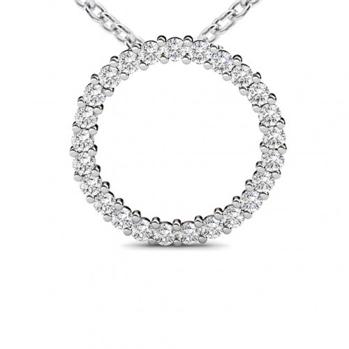 1.00 Ct Ladies Round Cut Diamond Pendant / Necklace With 16 inch chain