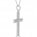 0.45 ct Ladies Round Cut Diamond Cross Pendant Necklace (G Color SI-1 Clarity) in 14 kt White Gold