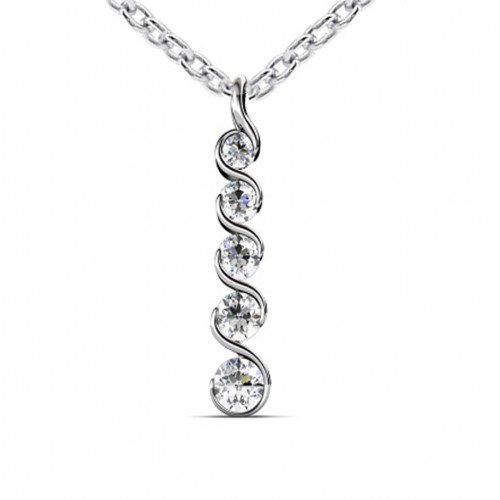 0.60 Ct Ladies Round Cut Diamond Journey Pendant / Necklace