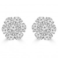 1.80 ct Round Cut Diamond Cluster Earrings In 14 kt White Gold