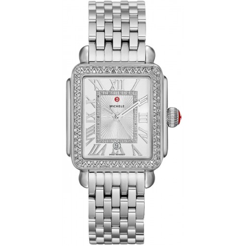 Michele Deco Madison Sunray Silver Dial & Diamond Women's Luxury Watch MWW06T000163
