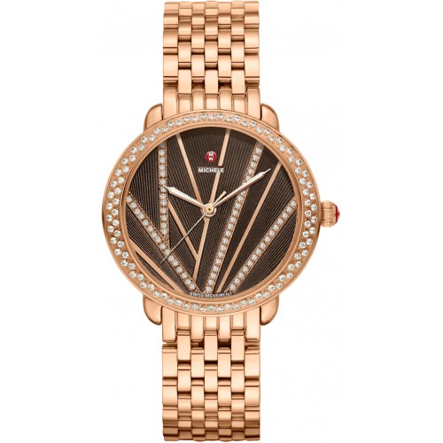 Michele Serein Mid Cocoa Brown & Diamond Dial Ladies Fashion Luxury Watch MWW21B000113