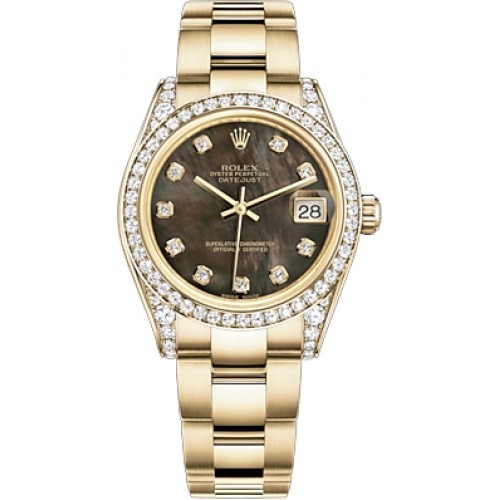 Rolex Datejust 31 Black Mother of Pearl Diamond Watch 178158-BMOPDO