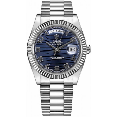 Rolex Day-Date 41 Wave Blue Dial Watch 