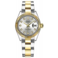 Rolex Lady-Datejust 28 Silver Diamond Gold & Steel Watch 279173-SLVDO
