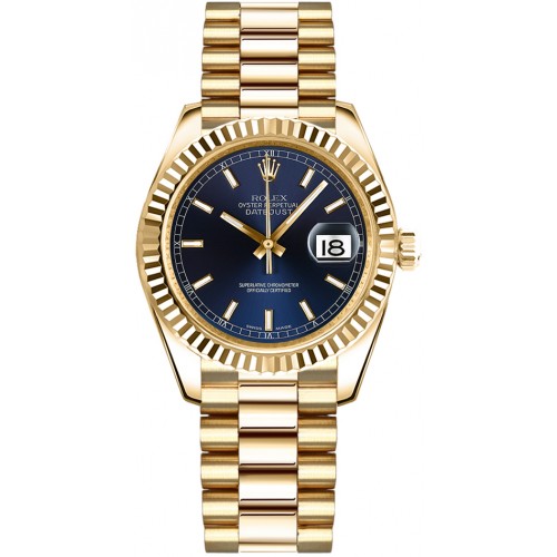 Rolex Datejust 31 Blue Dial Automatic Gold Watch 178278-BLUSP