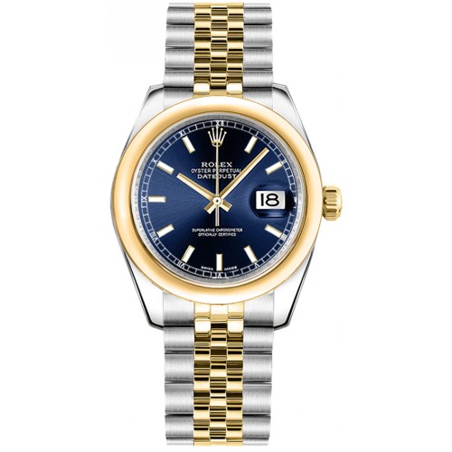 Rolex Datejust 31 Blue Dial Gold & Steel Women's Watch 178243-BLUS