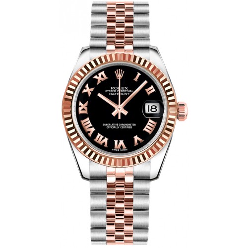 Rolex Datejust 31 Black Roman Numeral Dial Watch 178271-BLKRJ