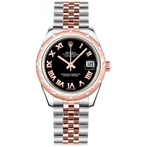Rolex Datejust 31 Black Roman Numeral Jubilee Bracelet Watch 178341-BLKRJ