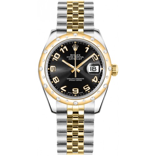 Rolex Datejust 31 Black Dial Gold & Steel Watch 178343-BLKCAJ