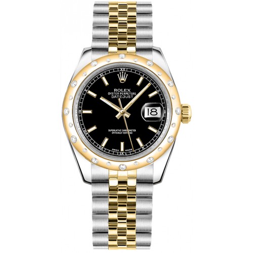 Rolex Datejust 31 Black Dial Gold & Steel Women's Watch 178343-BLKSJ