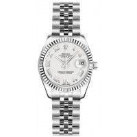 Rolex Lady-Datejust 26 White Roman Numeral Dial Watch 179174-WHTRJ