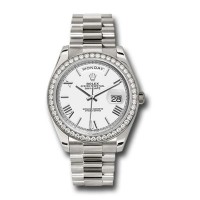  Rolex Day-Date 40 White dial, Diamond Bezel, President bracelet, White gold Watch 228349RBR wrp