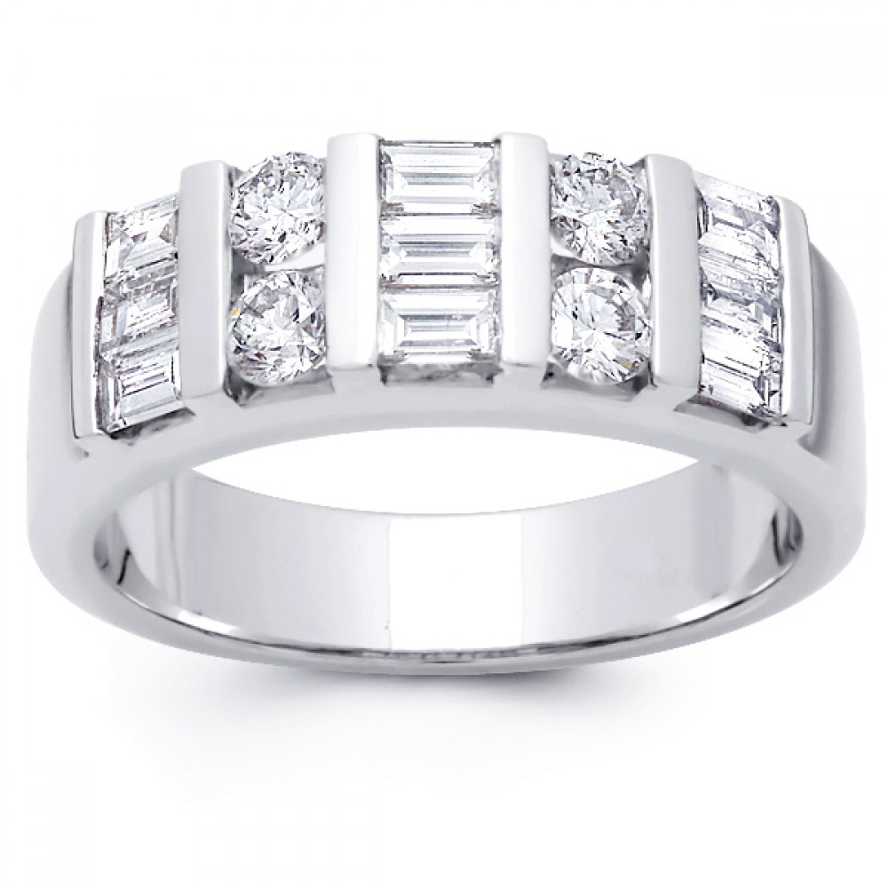 2.00 ct Baguette and Round Cut Diamond Wedding Band Ring