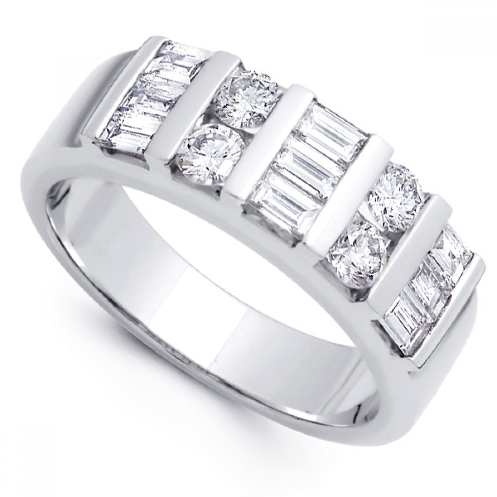 2.00 ct Baguette and Round Cut Diamond Wedding Band Ring