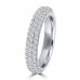 1.25 ct Ladies Three Row Round Cut Diamond Wedding Band Ring in 14 kt White Gold