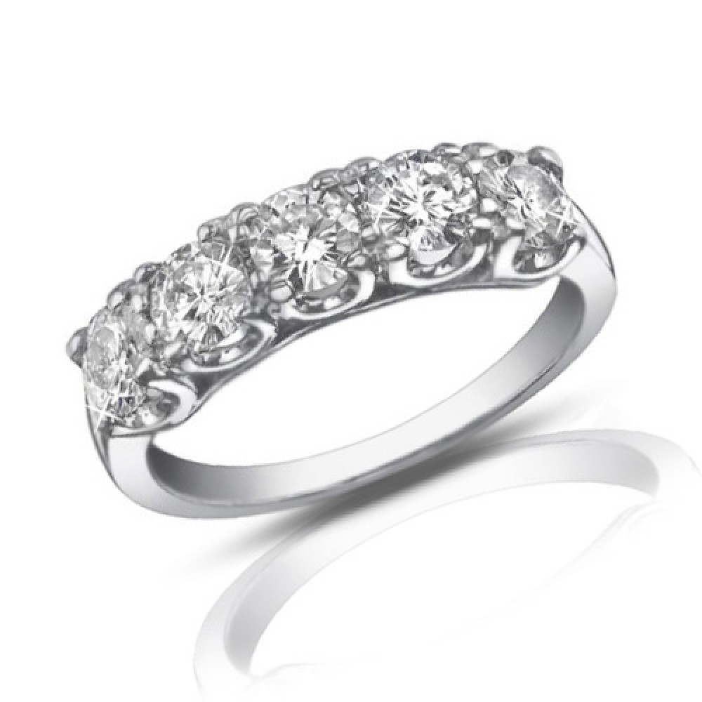 1.25 ct Five Stone Round Cut Diamond Wedding Band Ring