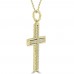 1.61 ct t.w. Round Cut Diamond Cross Pendant Necklace in 14 kt Yellow Gold