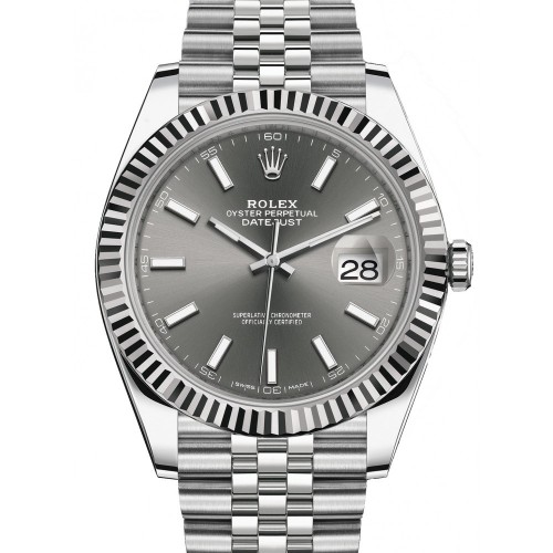 Rolex Datejust 41 Stainless Steel Rhodium Diamond Dial Jubilee Bracelet Watch