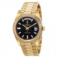Oyster Perpetual Day-Date Black Dial Automatic Men's 18 Carat Yellow Gold President Watch