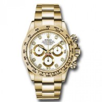 Rolex Cosmograph Daytona White Dial with Diamonds 18kt Yellow Gold Oyster bracelet Men’s Watch 116508 wd