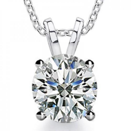 0.40 Ct Ladies Round Cut Diamond Solitaire Pendant Necklace