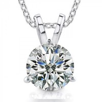 1.00 Ct Ladies Round Cut Diamond Solitaire Pendant Necklace