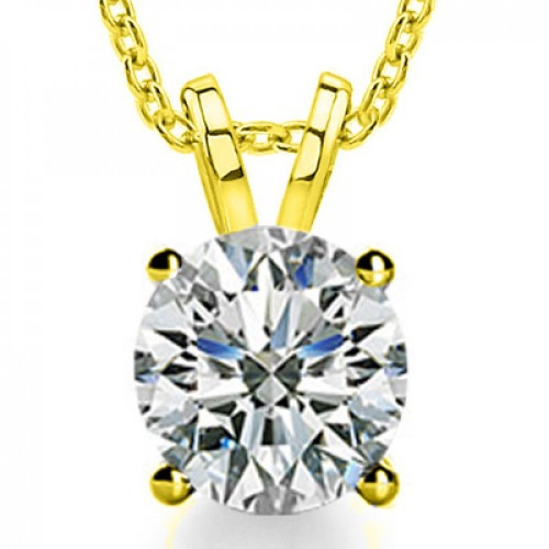 0.85 Ct Ladies Round Cut Diamond Solitaire Pendant Necklace