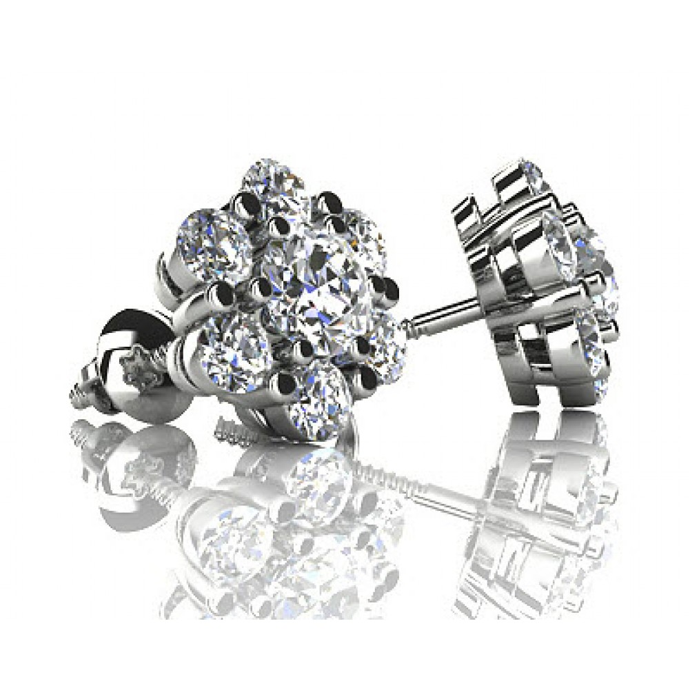 1.50 ct Round Cut Diamond Stud Earrings in Screw Back