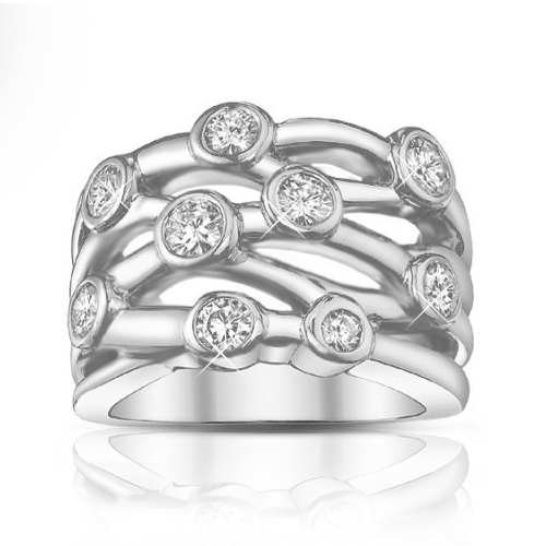 1.50 ct Ladies Round Cut Diamond Anniversary Ring In Bezel Setting