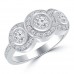 1.90 ct Ladies Three Stone Round Cut Diamond Anniversary Wedding Band Ring in 14 kt White Gold