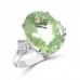 9.03 Ct Oval Cut Green Amethyst & Princess Cut Diamond Anniversary Ring 